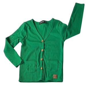 Beau Hudson Green Ribbed Knit Cardigan Unisex AU3 US 3T Button Front Casual